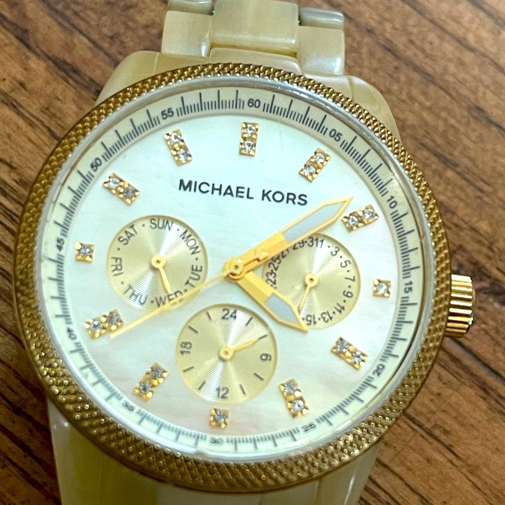 STUNNING MICHAEL KORS Horn Jet Watch | Chronograph | Preloved | small wrist